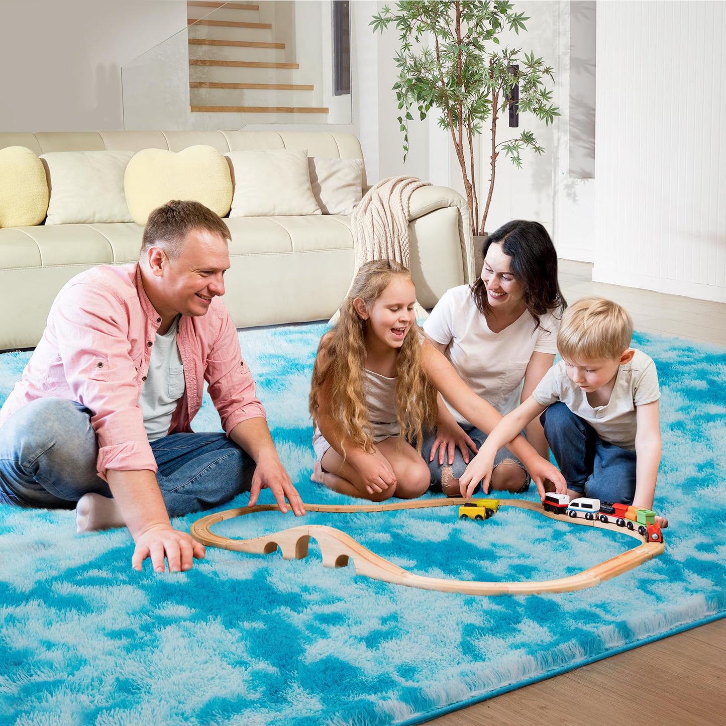 Ultra Soft Rug for Living Room, 5X8 Fluffy Shag Area Rug for Bedroom, Modern Shaggy Carpets Fuzzy Rug for Teens Dorm Nursery Home Decor Aesthetic, Upgrade Anti-Skid Durable, Grey