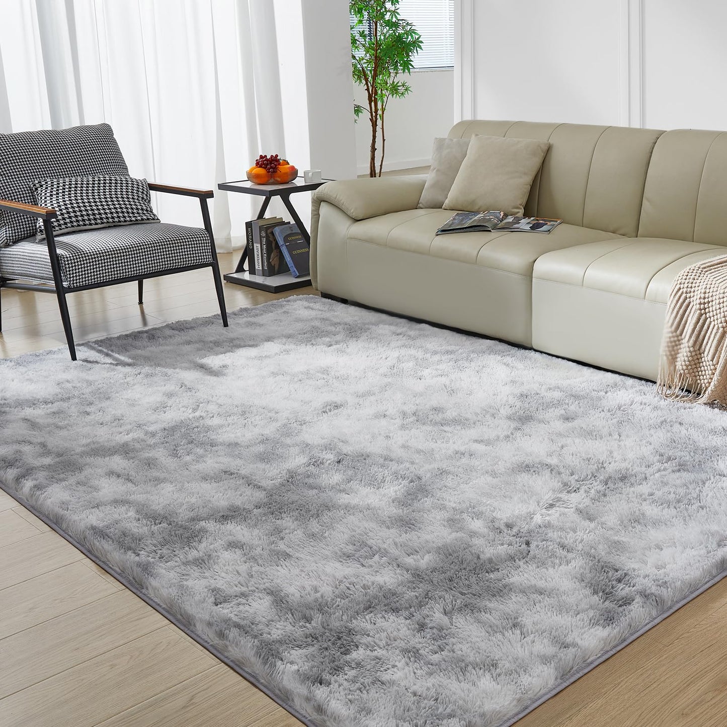 Ultra Soft Rug for Living Room, 5X8 Fluffy Shag Area Rug for Bedroom, Modern Shaggy Carpets Fuzzy Rug for Teens Dorm Nursery Home Decor Aesthetic, Upgrade Anti-Skid Durable, Grey