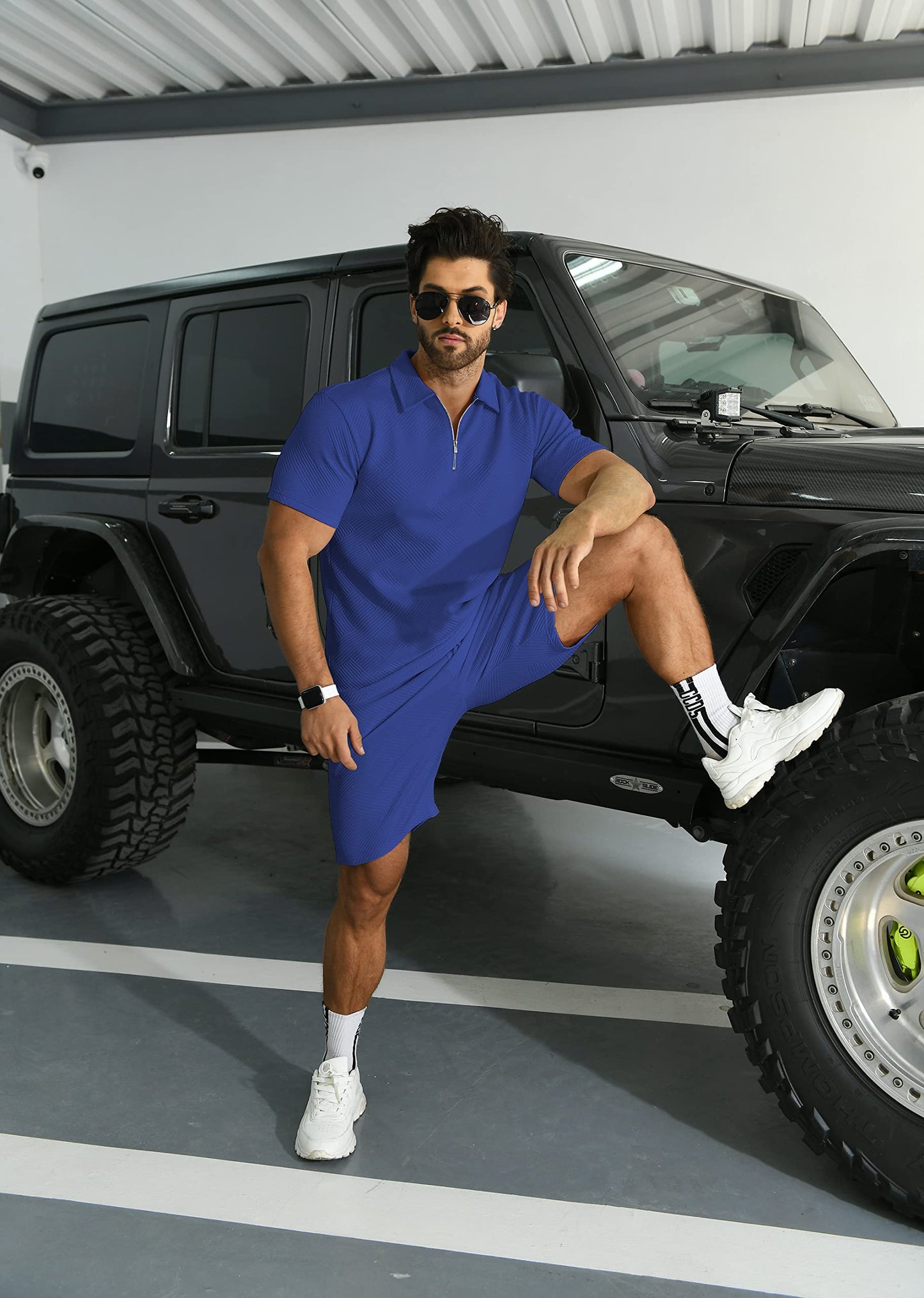 KUYIGO Men's Polo Shirt and Shorts Set Summer Outfits Fashion Casual Short Sleeve Polo Suit for Men 2 Piece Shorts Tracksuit