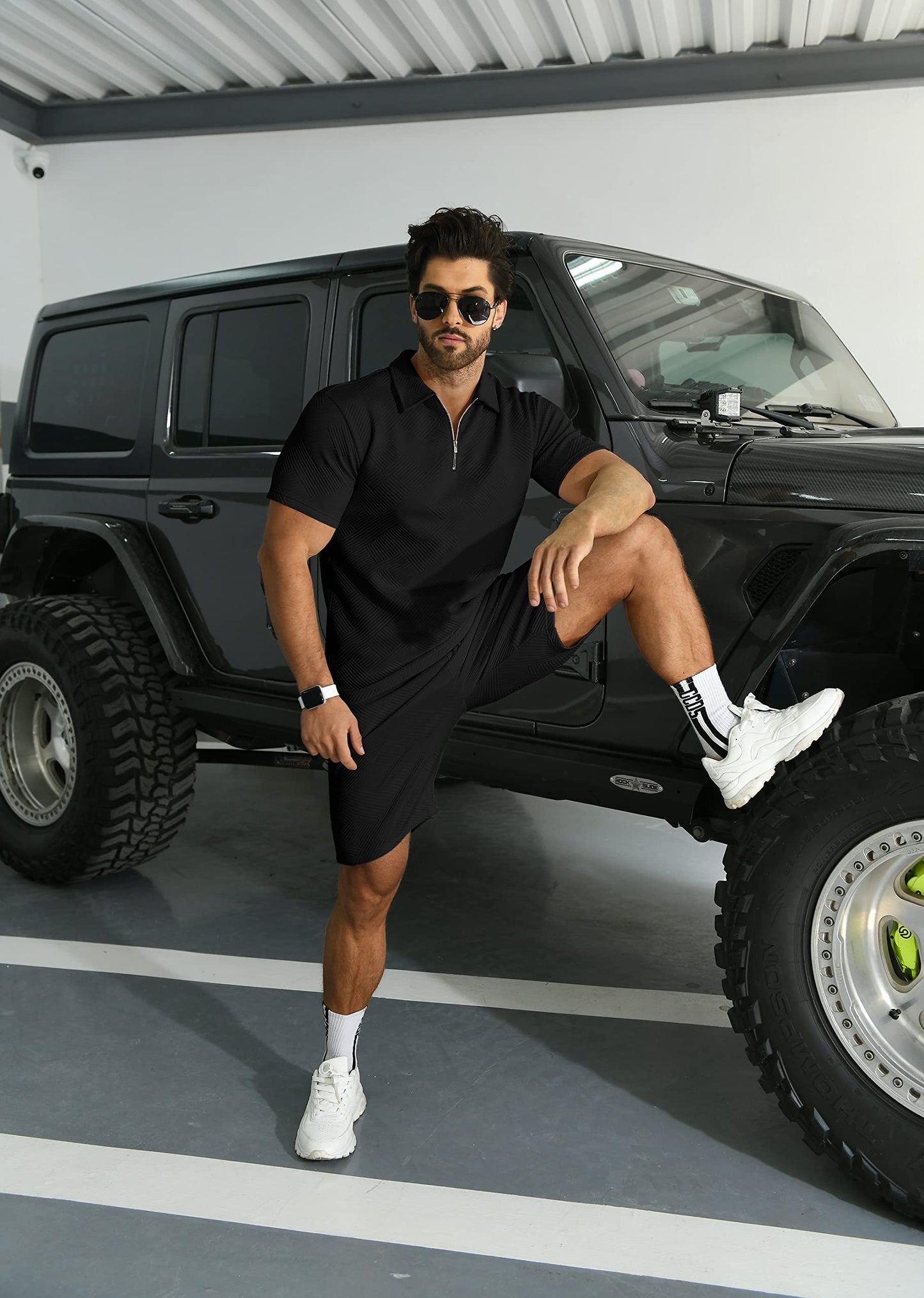 KUYIGO Men's Polo Shirt and Shorts Set Summer Outfits Fashion Casual Short Sleeve Polo Suit for Men 2 Piece Shorts Tracksuit