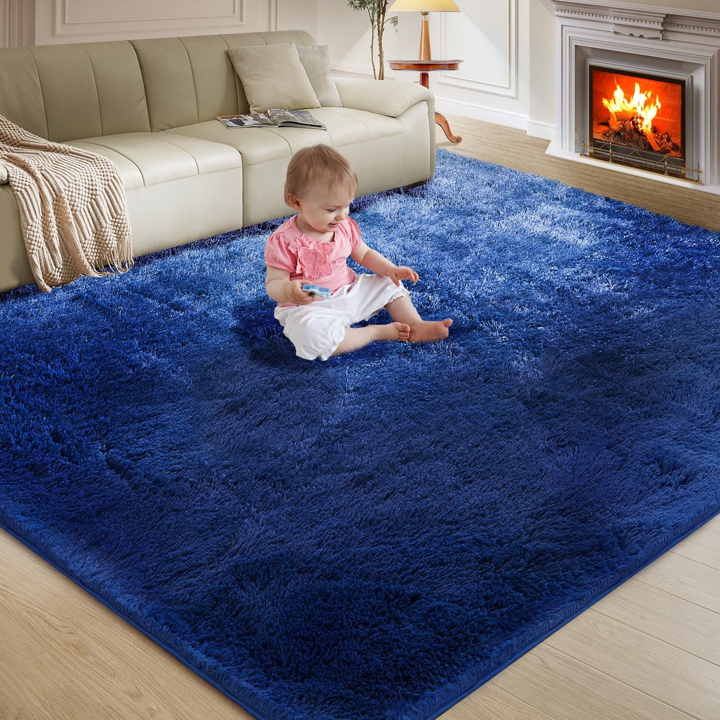 Ultra Soft Rug for Living Room, 5X8 Fluffy Shag Area Rug for Bedroom, Modern Shaggy Carpets Fuzzy Rug for Teens Dorm Nursery Home Decor Aesthetic, Upgrade Anti-Skid Durable, Grey