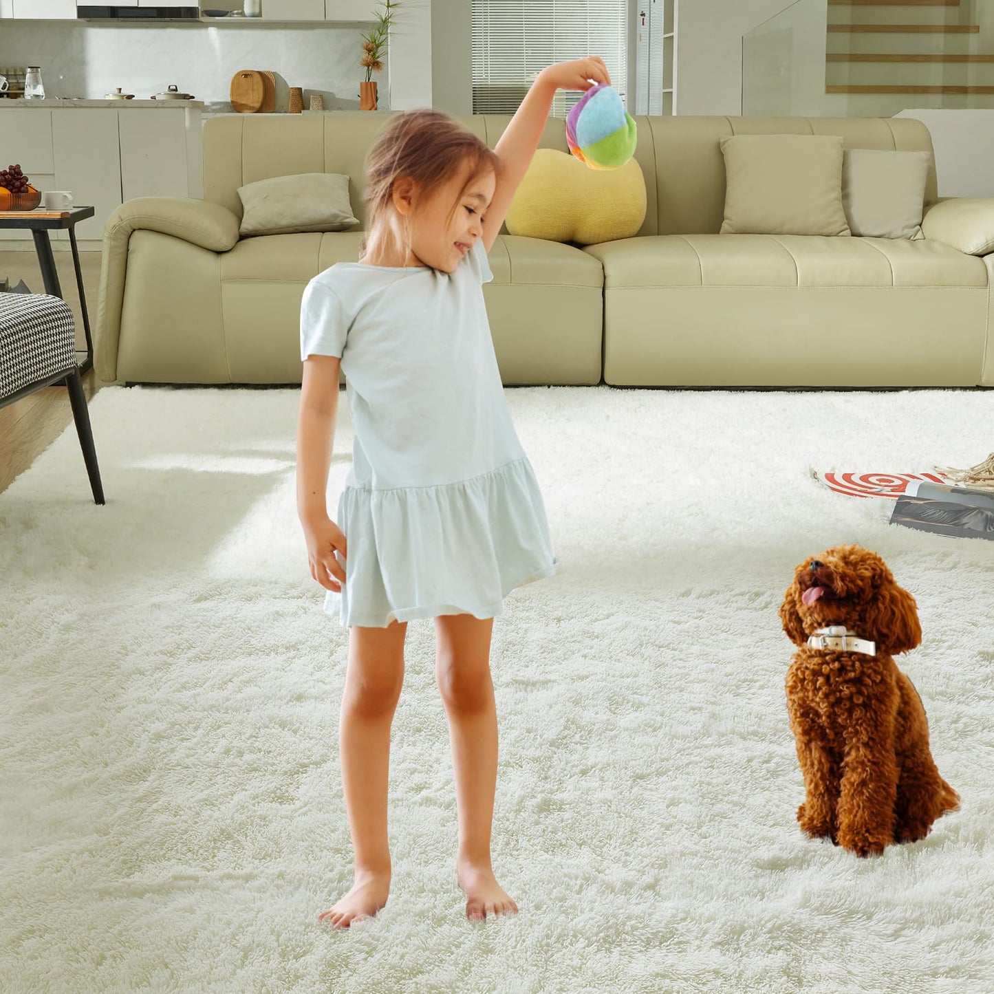 Ultra Soft Rug for Living Room, 5X8 Fluffy Shag Area Rug for Bedroom, Modern Shaggy Carpets Fuzzy Rug for Teens Dorm Nursery Home Decor Aesthetic, Upgrade Anti-Skid Durable, Grey