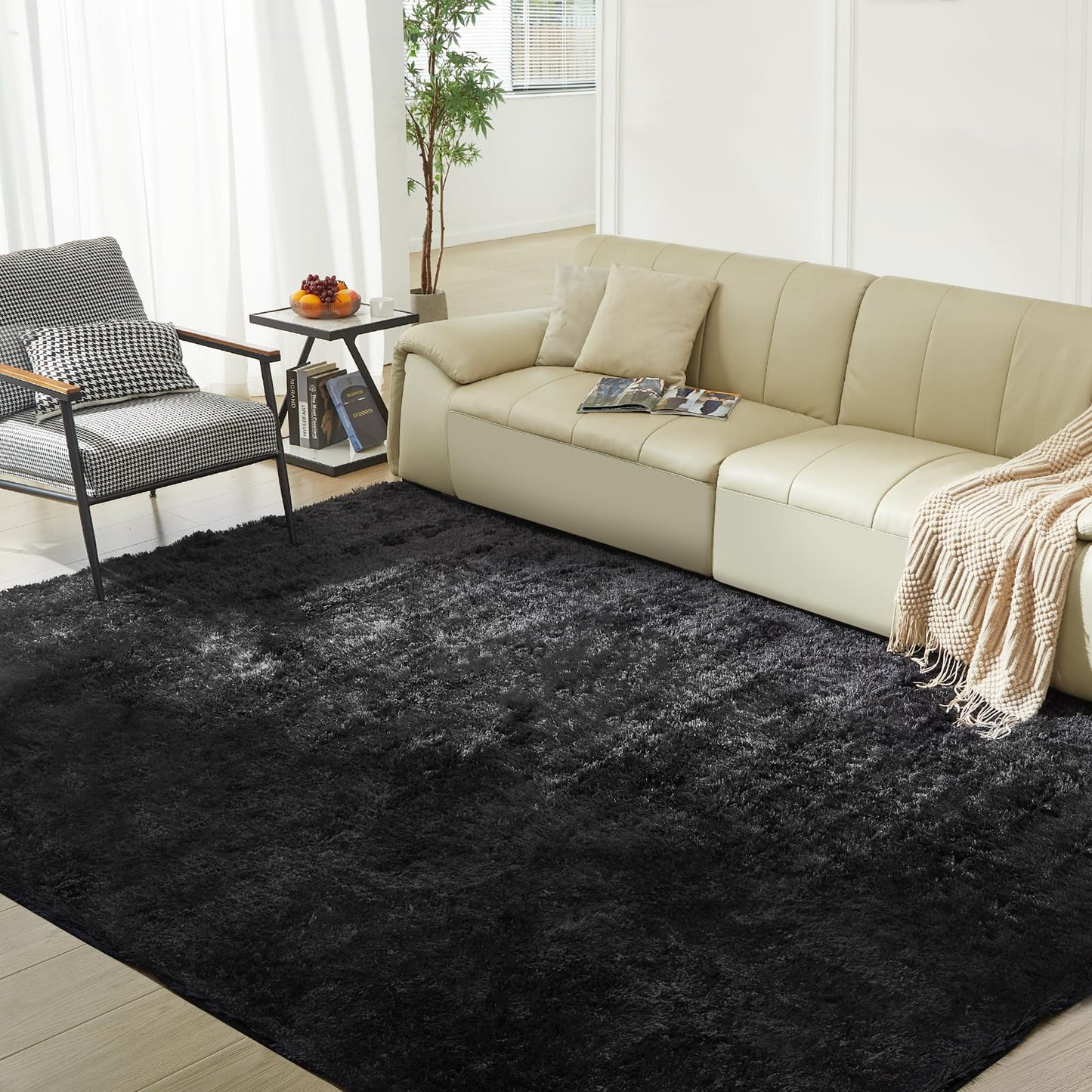 Ultra Soft Rug for Living Room, 5X8 Fluffy Shag Area Rug for Bedroom, Modern Shaggy Carpets Fuzzy Rug for Teens Dorm Nursery Home Decor Aesthetic, Upgrade Anti-Skid Durable, Grey