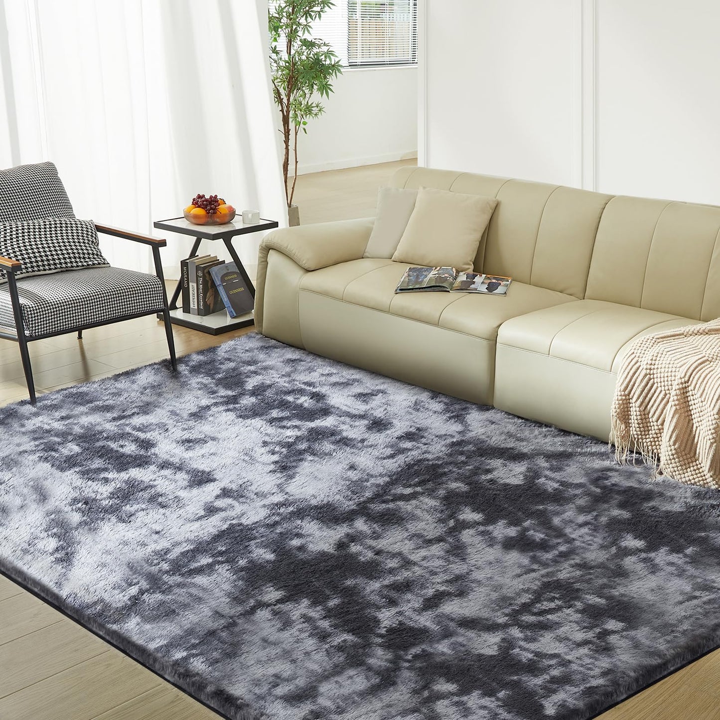 Ultra Soft Rug for Living Room, 5X8 Fluffy Shag Area Rug for Bedroom, Modern Shaggy Carpets Fuzzy Rug for Teens Dorm Nursery Home Decor Aesthetic, Upgrade Anti-Skid Durable, Grey