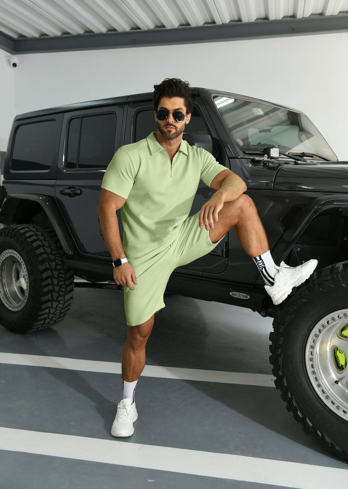 KUYIGO Men's Polo Shirt and Shorts Set Summer Outfits Fashion Casual Short Sleeve Polo Suit for Men 2 Piece Shorts Tracksuit