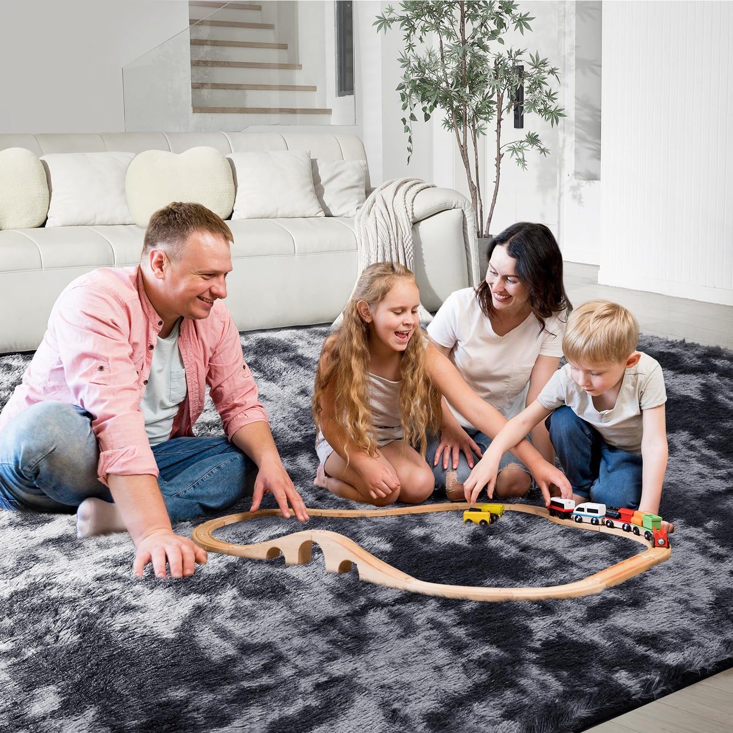 Ultra Soft Rug for Living Room, 5X8 Fluffy Shag Area Rug for Bedroom, Modern Shaggy Carpets Fuzzy Rug for Teens Dorm Nursery Home Decor Aesthetic, Upgrade Anti-Skid Durable, Grey