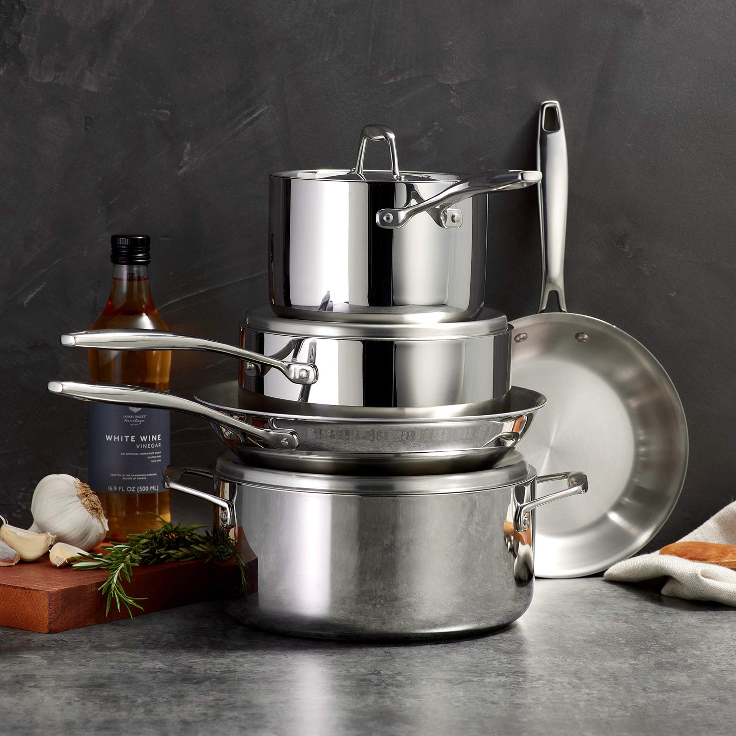 Tramontina Tri-Ply Clad Stainless Steel 11-Piece Cookware Set with Lids, Pots and Pans Kitchen Set, Induction-Ready, Dishwasher-Safe, NSF-Certified