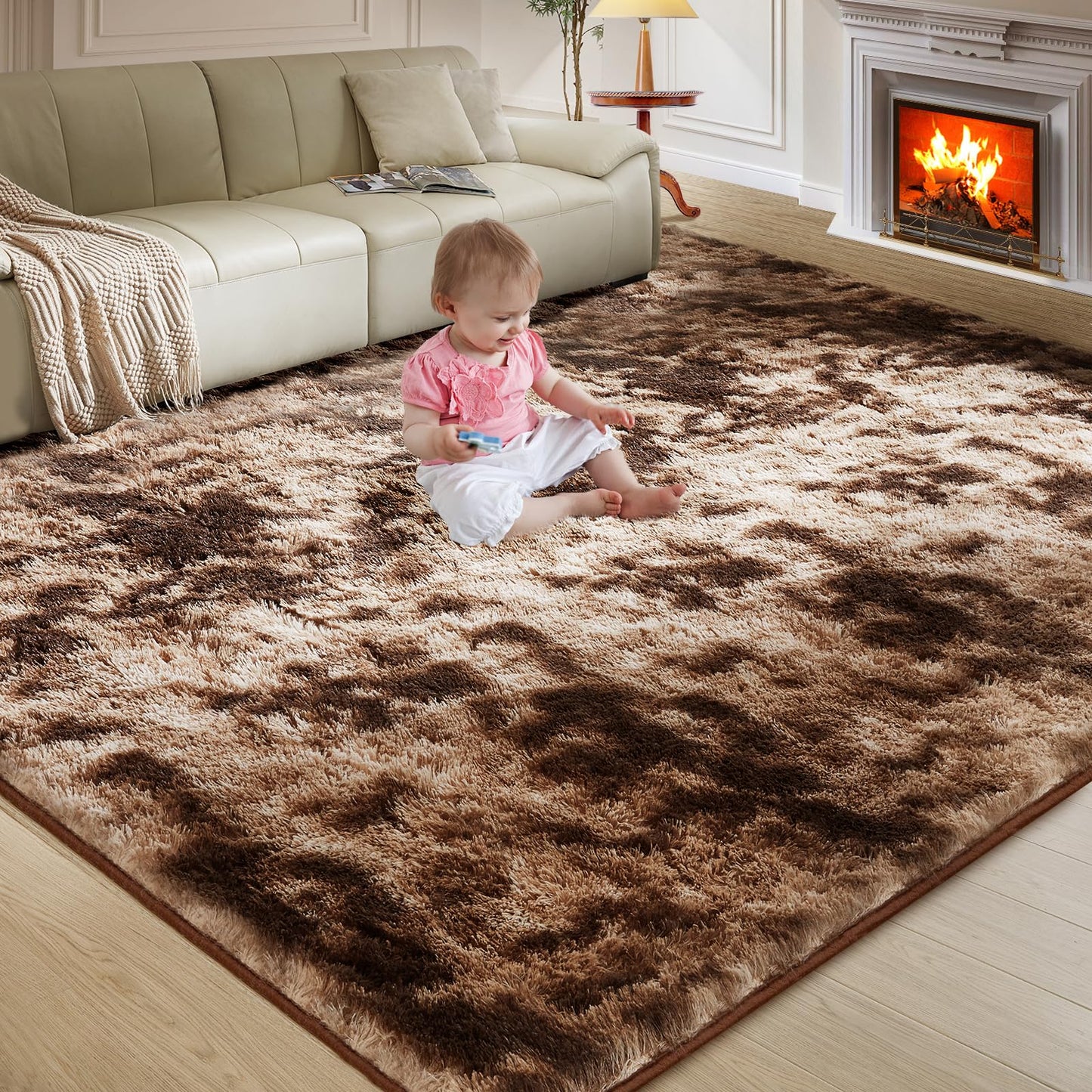 Ultra Soft Rug for Living Room, 5X8 Fluffy Shag Area Rug for Bedroom, Modern Shaggy Carpets Fuzzy Rug for Teens Dorm Nursery Home Decor Aesthetic, Upgrade Anti-Skid Durable, Grey