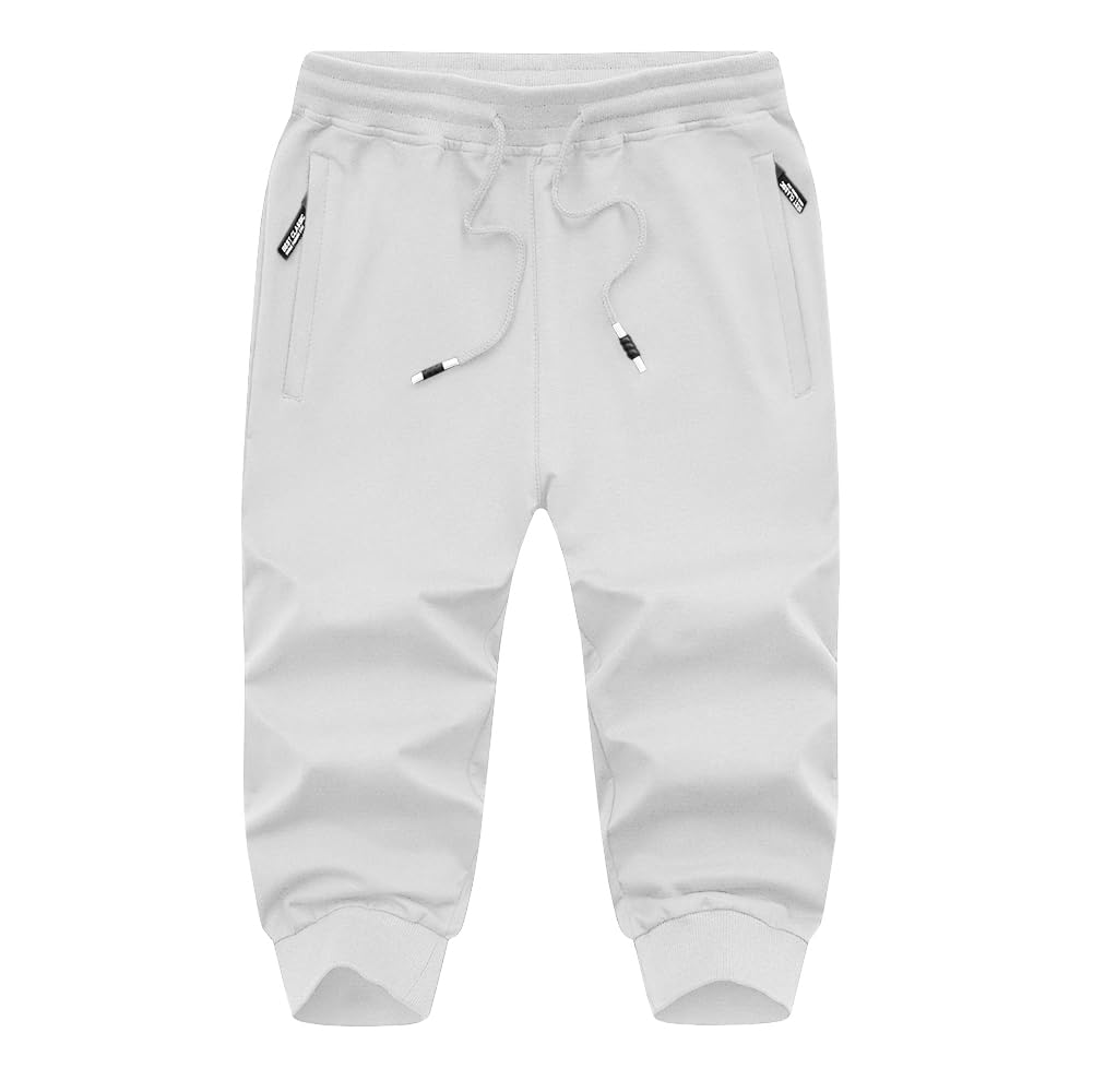 MAGNIVIT Men's 3/4 Jogger Capri Pants Workout Gym Below Knee Shorts Zipper Pockets Jogger Sweatpant Capris for Men