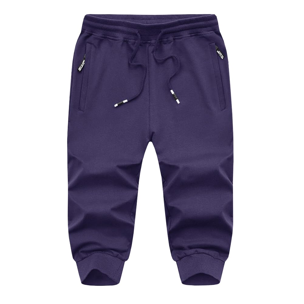 MAGNIVIT Men's 3/4 Jogger Capri Pants Workout Gym Below Knee Shorts Zipper Pockets Jogger Sweatpant Capris for Men