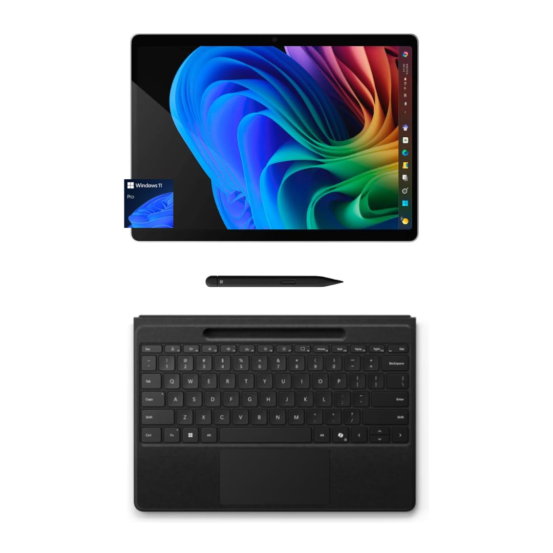 Microsoft Surface Pro 11 Bundle, 13" Copilot+ PC with Sapphire Pro Keyboard & Slim Pen, AI Tablet Essential Bundle for Surface Pro 11, 16GB RAM, 512GB SSD, Win 11 Pro