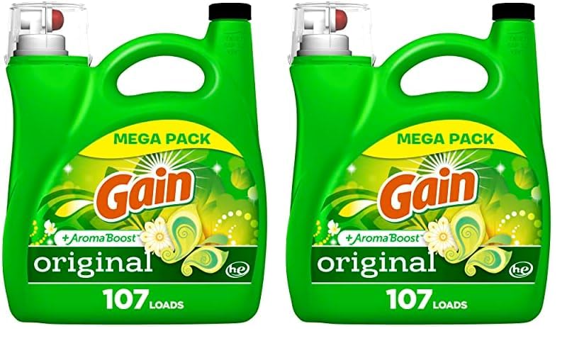 Gain + Aroma Boost Laundry Detergent Liquid, Original Scent, 107 Loads, 154 fl oz, HE Compatible Laundry Soap with Febreze and Oxi, Gain Laundry Detergent, Liquid Laundry Detergent