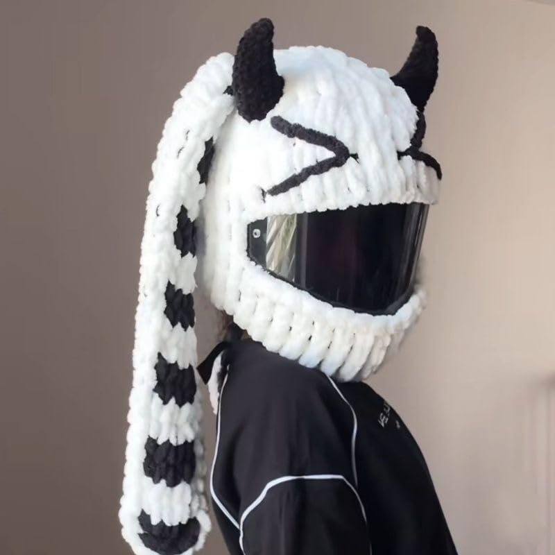 Cartoon Personality Motorcycle Helmet Covers, Cute Funny Decoration Helmet Cover Winter Motorbike Full Face Helmet Hat Fun Rides and Gifts Helmet Cap, for Christmas and Halloween