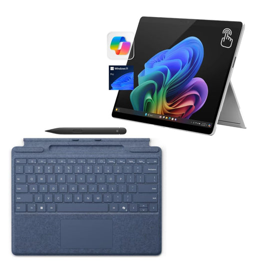 Microsoft Surface Pro 11 Bundle, 13" Copilot+ PC with Sapphire Pro Keyboard & Slim Pen, AI Tablet Essential Bundle for Surface Pro 11, 16GB RAM, 512GB SSD, Win 11 Pro
