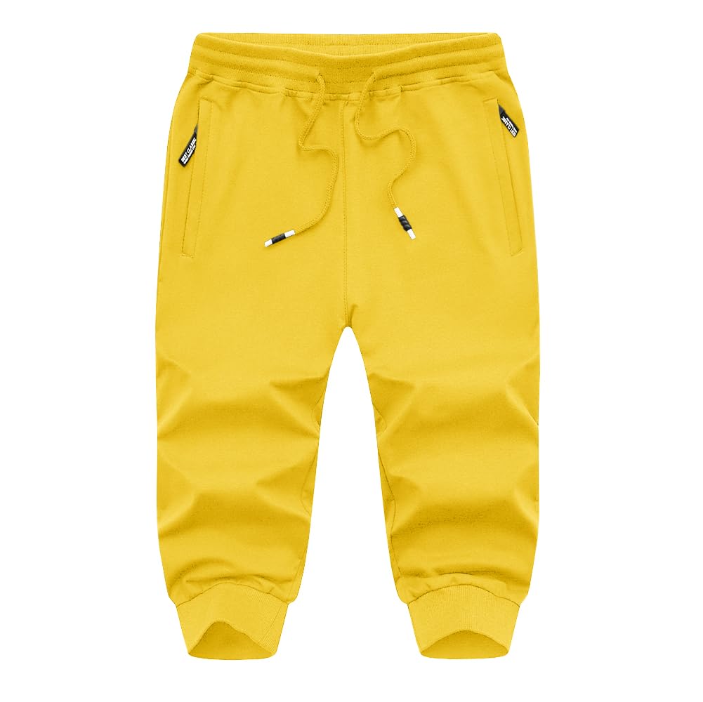 MAGNIVIT Men's 3/4 Jogger Capri Pants Workout Gym Below Knee Shorts Zipper Pockets Jogger Sweatpant Capris for Men