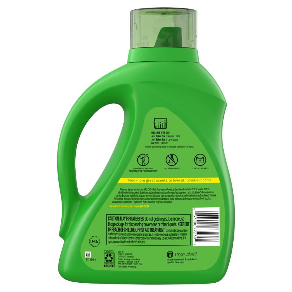 Gain + Aroma Boost Laundry Detergent Liquid, Original Scent, 107 Loads, 154 fl oz, HE Compatible Laundry Soap with Febreze and Oxi, Gain Laundry Detergent, Liquid Laundry Detergent
