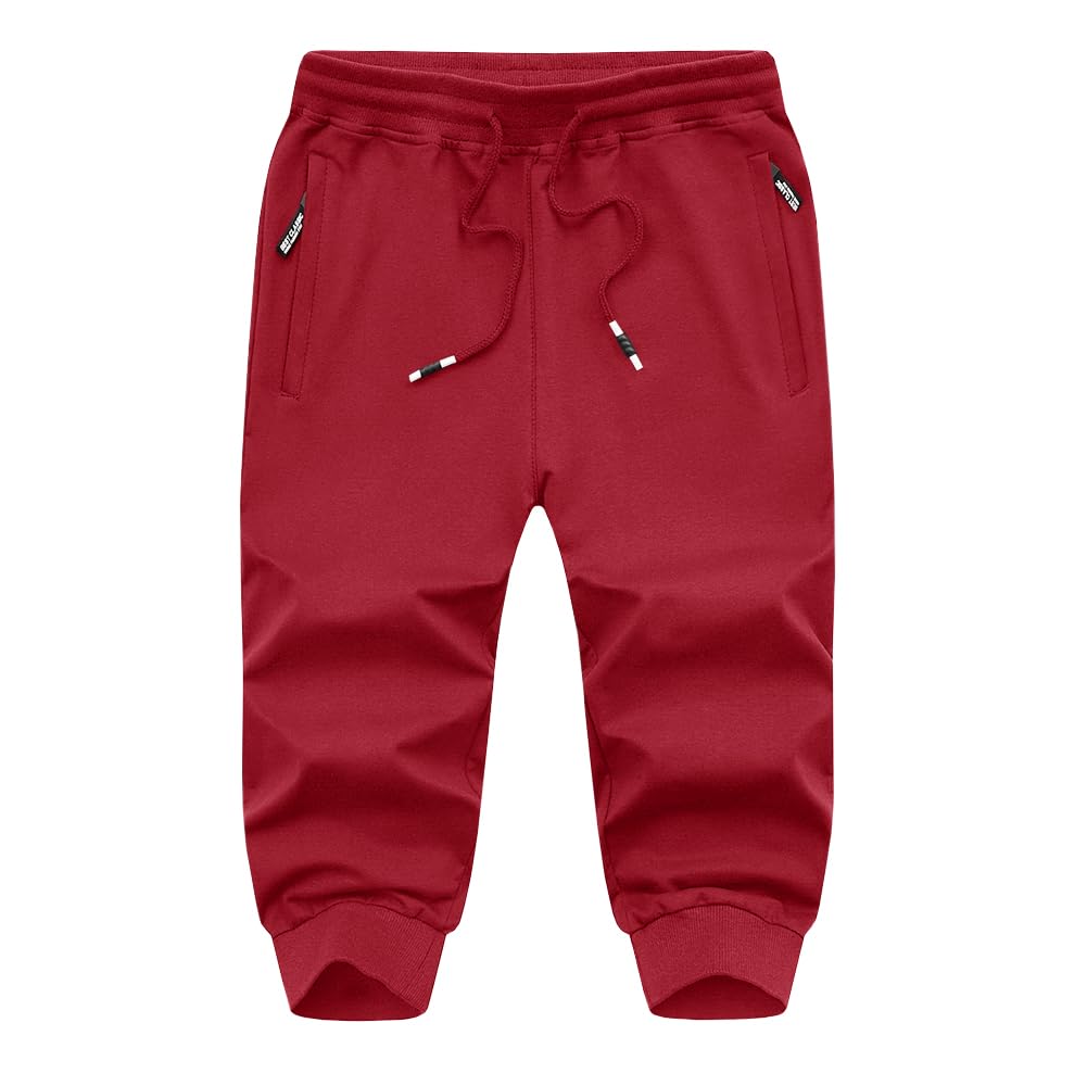 MAGNIVIT Men's 3/4 Jogger Capri Pants Workout Gym Below Knee Shorts Zipper Pockets Jogger Sweatpant Capris for Men