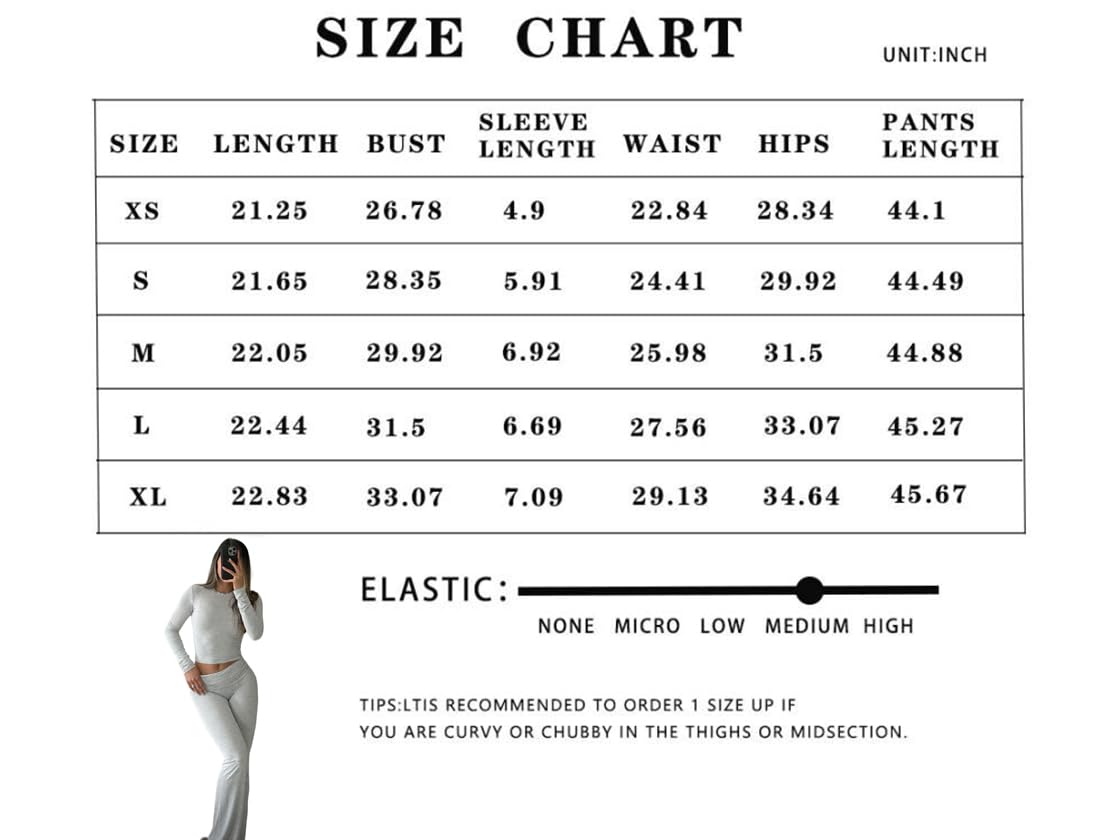 ZFLM Casual Workout Two Piece Outfits Long Sleeve High Waist Fold-over Flare Flared Leggings Pants Tracksuit Sets Streetwear