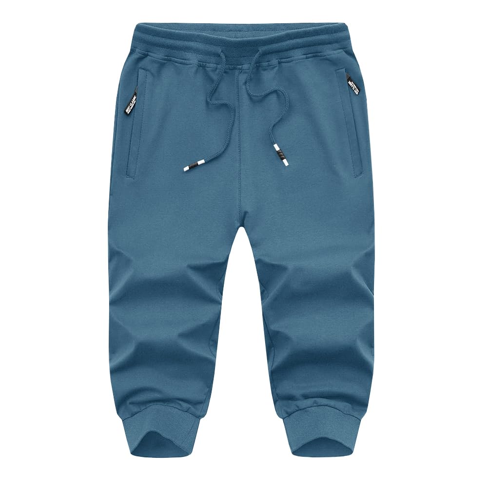 MAGNIVIT Men's 3/4 Jogger Capri Pants Workout Gym Below Knee Shorts Zipper Pockets Jogger Sweatpant Capris for Men