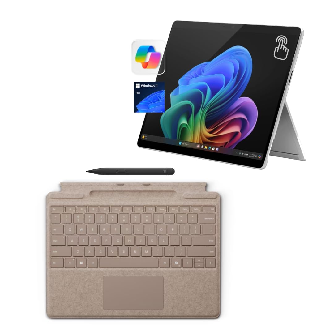 Microsoft Surface Pro 11 Bundle, 13" Copilot+ PC with Sapphire Pro Keyboard & Slim Pen, AI Tablet Essential Bundle for Surface Pro 11, 16GB RAM, 512GB SSD, Win 11 Pro