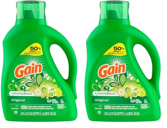 Gain + Aroma Boost Laundry Detergent Liquid, Original Scent, 107 Loads, 154 fl oz, HE Compatible Laundry Soap with Febreze and Oxi, Gain Laundry Detergent, Liquid Laundry Detergent