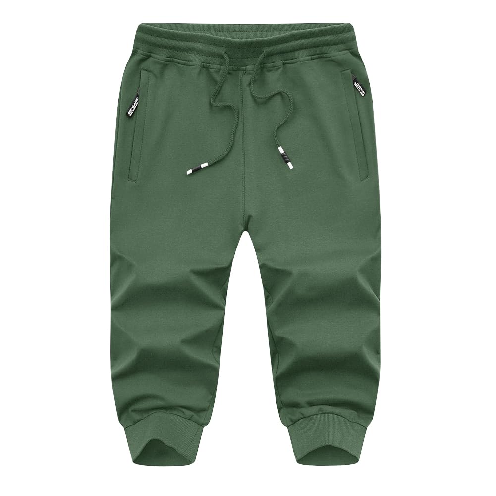 MAGNIVIT Men's 3/4 Jogger Capri Pants Workout Gym Below Knee Shorts Zipper Pockets Jogger Sweatpant Capris for Men