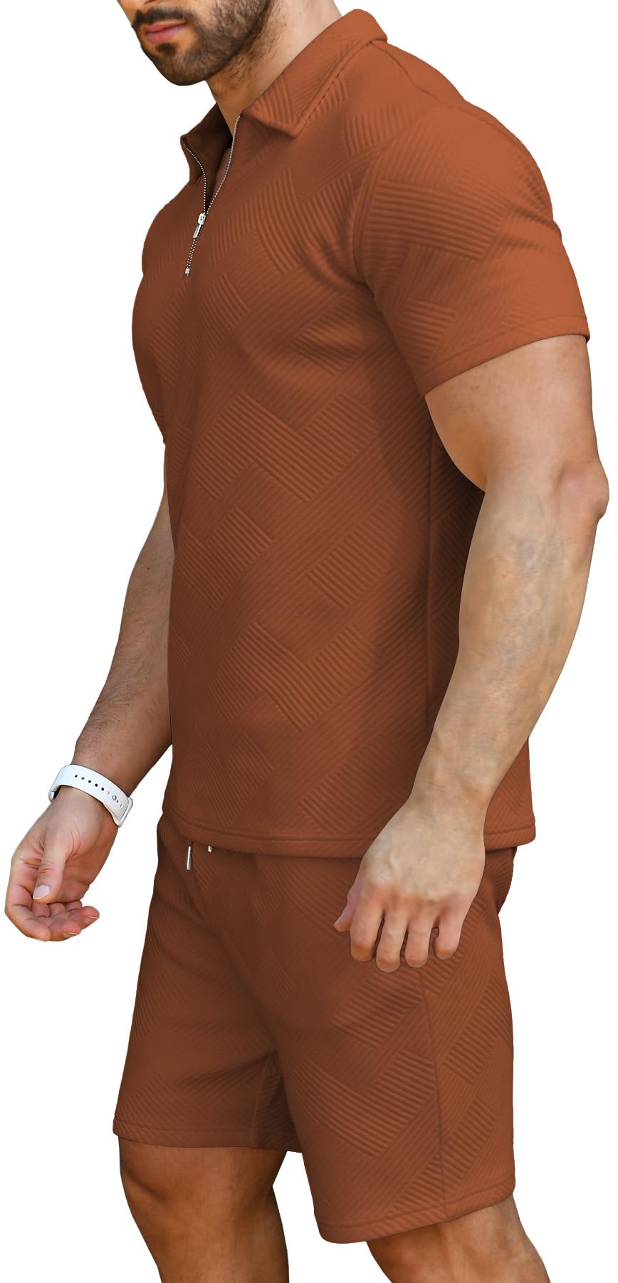 KUYIGO Men's Polo Shirt and Shorts Set Summer Outfits Fashion Casual Short Sleeve Polo Suit for Men 2 Piece Shorts Tracksuit