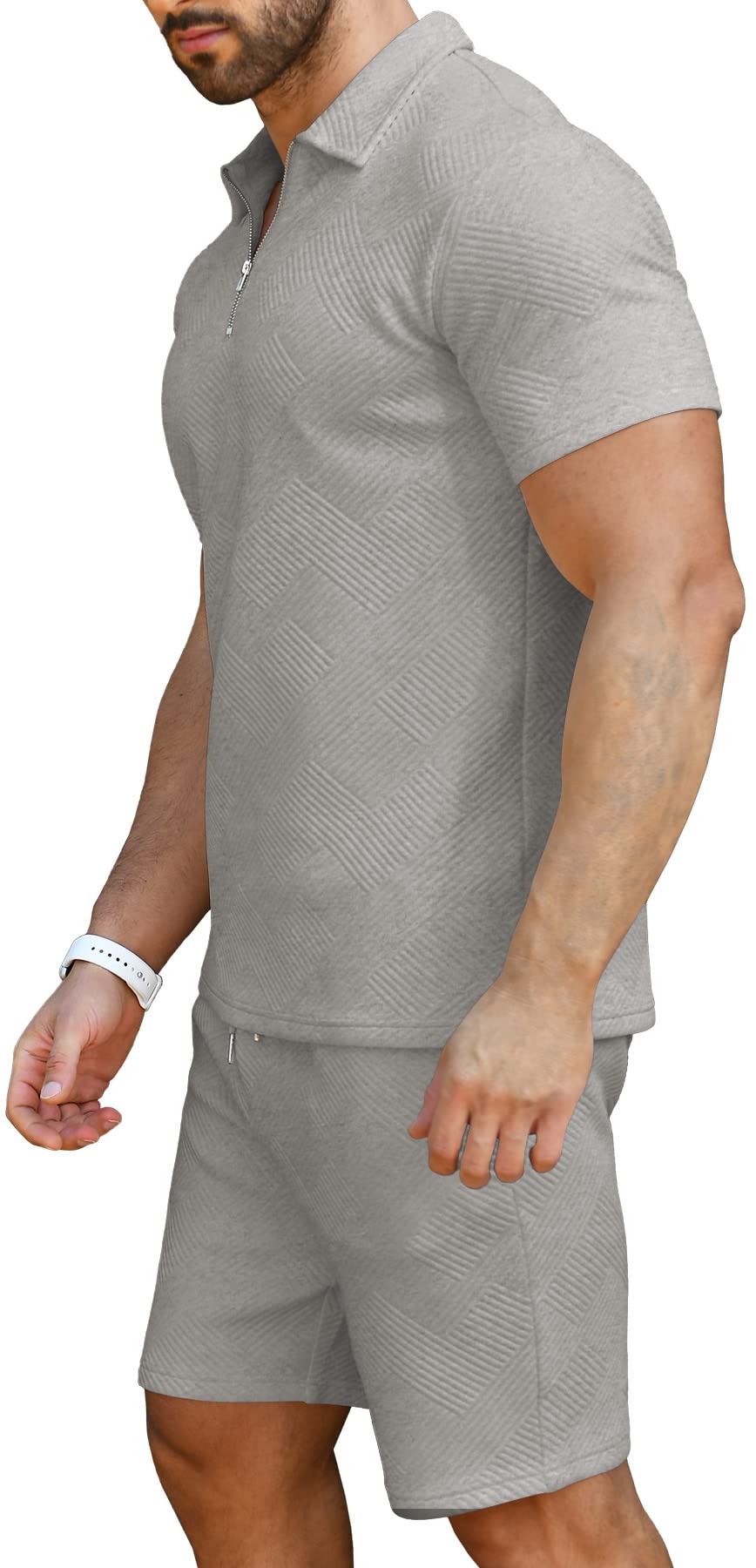 KUYIGO Men's Polo Shirt and Shorts Set Summer Outfits Fashion Casual Short Sleeve Polo Suit for Men 2 Piece Shorts Tracksuit