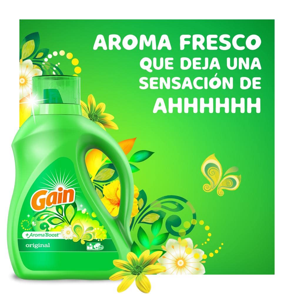 Gain + Aroma Boost Laundry Detergent Liquid, Original Scent, 107 Loads, 154 fl oz, HE Compatible Laundry Soap with Febreze and Oxi, Gain Laundry Detergent, Liquid Laundry Detergent