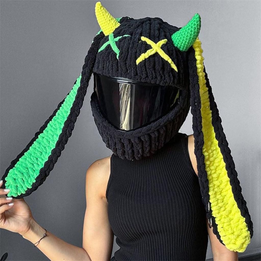 Cartoon Personality Motorcycle Helmet Covers, Cute Funny Decoration Helmet Cover Winter Motorbike Full Face Helmet Hat Fun Rides and Gifts Helmet Cap, for Christmas and Halloween
