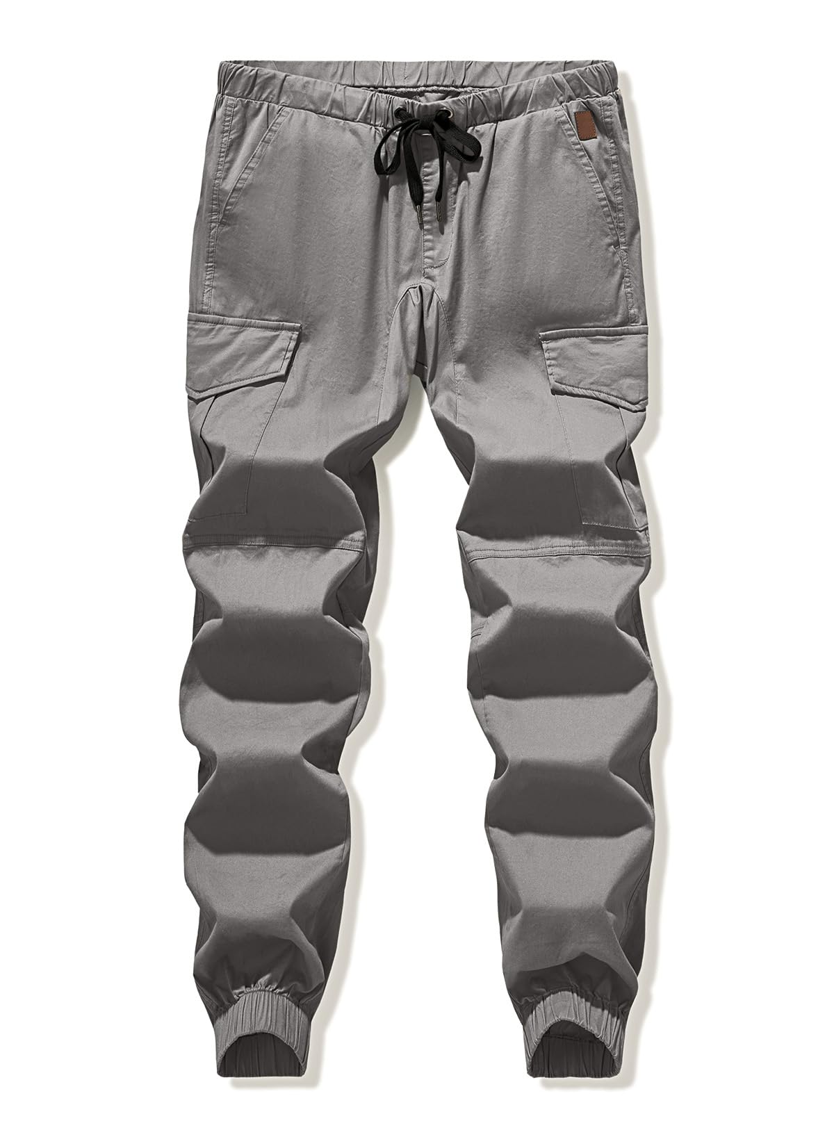 JMIERR Mens Fashion Cargo Pants - Casual Cotton Tapered Stretch Twill Drawstring Athletic Joggers Sweatpants with 6 Pockets