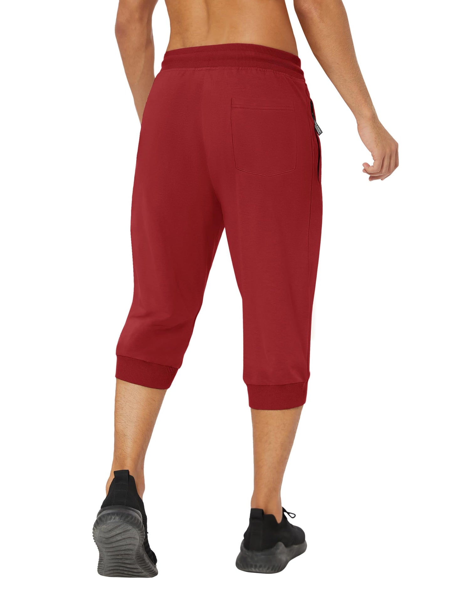 MAGNIVIT Men's 3/4 Jogger Capri Pants Workout Gym Below Knee Shorts Zipper Pockets Jogger Sweatpant Capris for Men