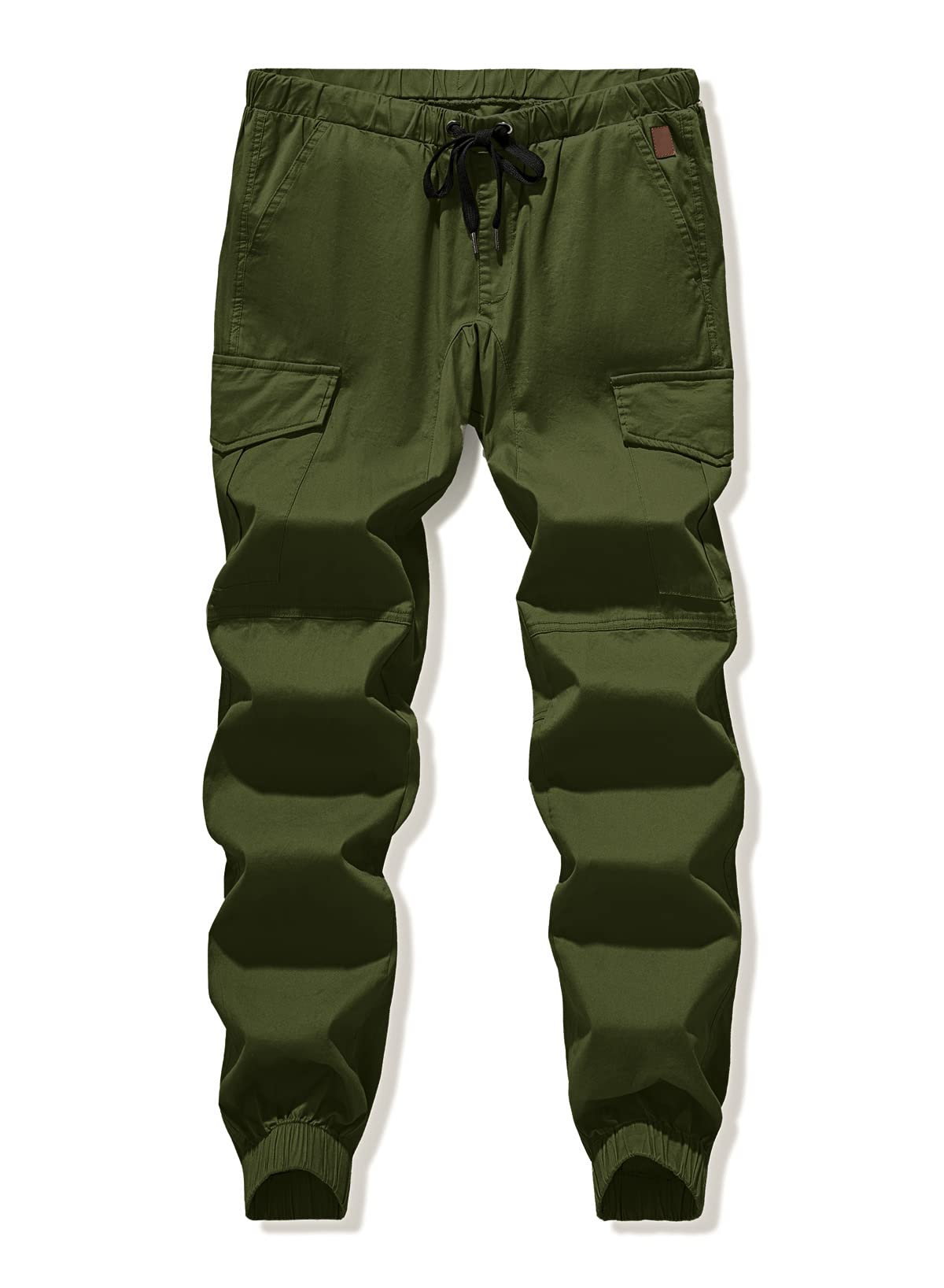JMIERR Mens Fashion Cargo Pants - Casual Cotton Tapered Stretch Twill Drawstring Athletic Joggers Sweatpants with 6 Pockets