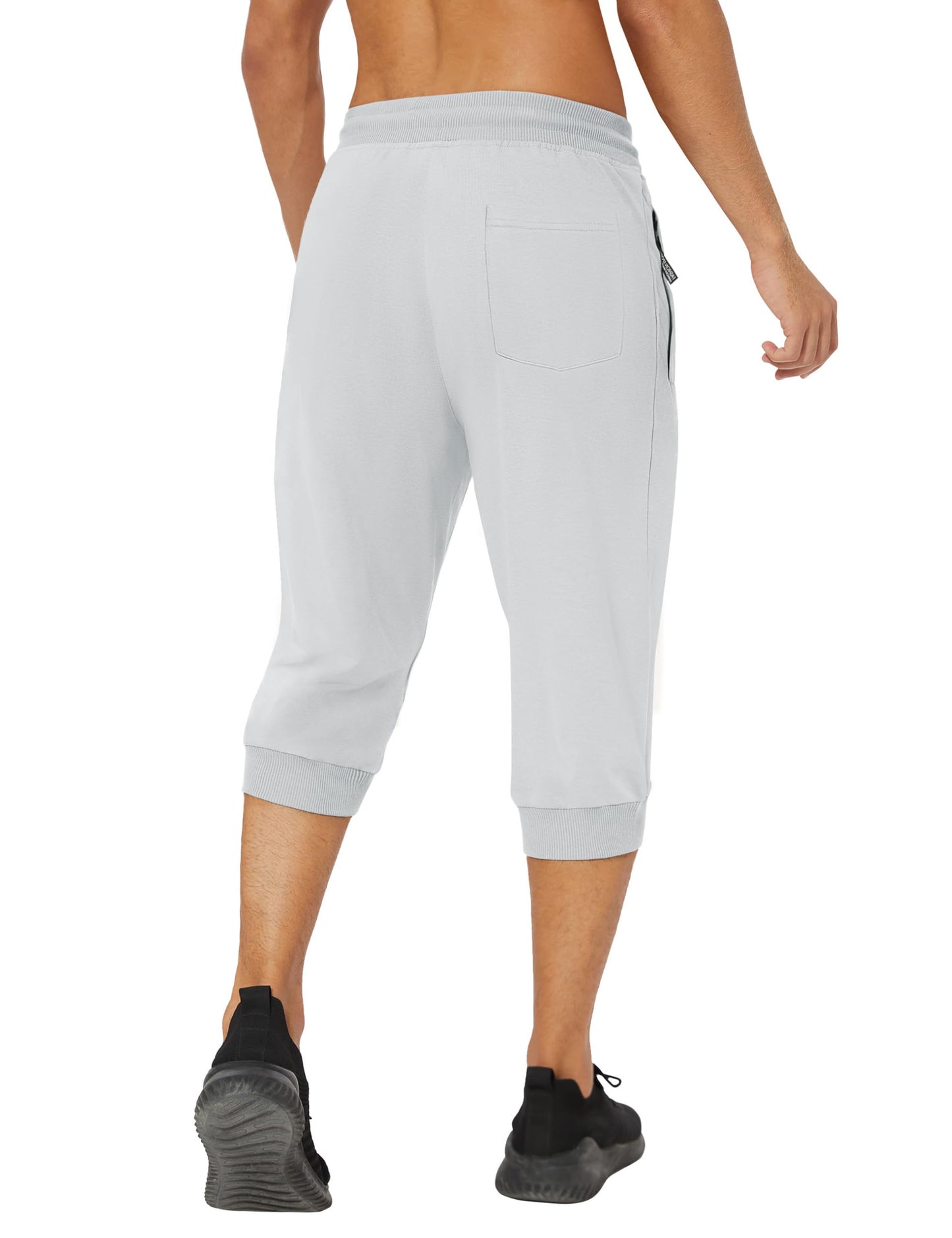 MAGNIVIT Men's 3/4 Jogger Capri Pants Workout Gym Below Knee Shorts Zipper Pockets Jogger Sweatpant Capris for Men