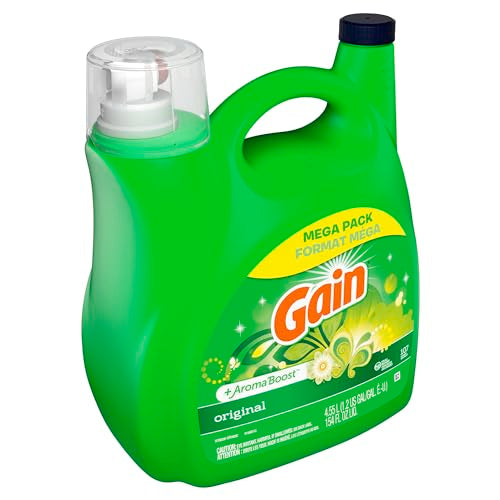 Gain + Aroma Boost Laundry Detergent Liquid, Original Scent, 107 Loads, 154 fl oz, HE Compatible Laundry Soap with Febreze and Oxi, Gain Laundry Detergent, Liquid Laundry Detergent