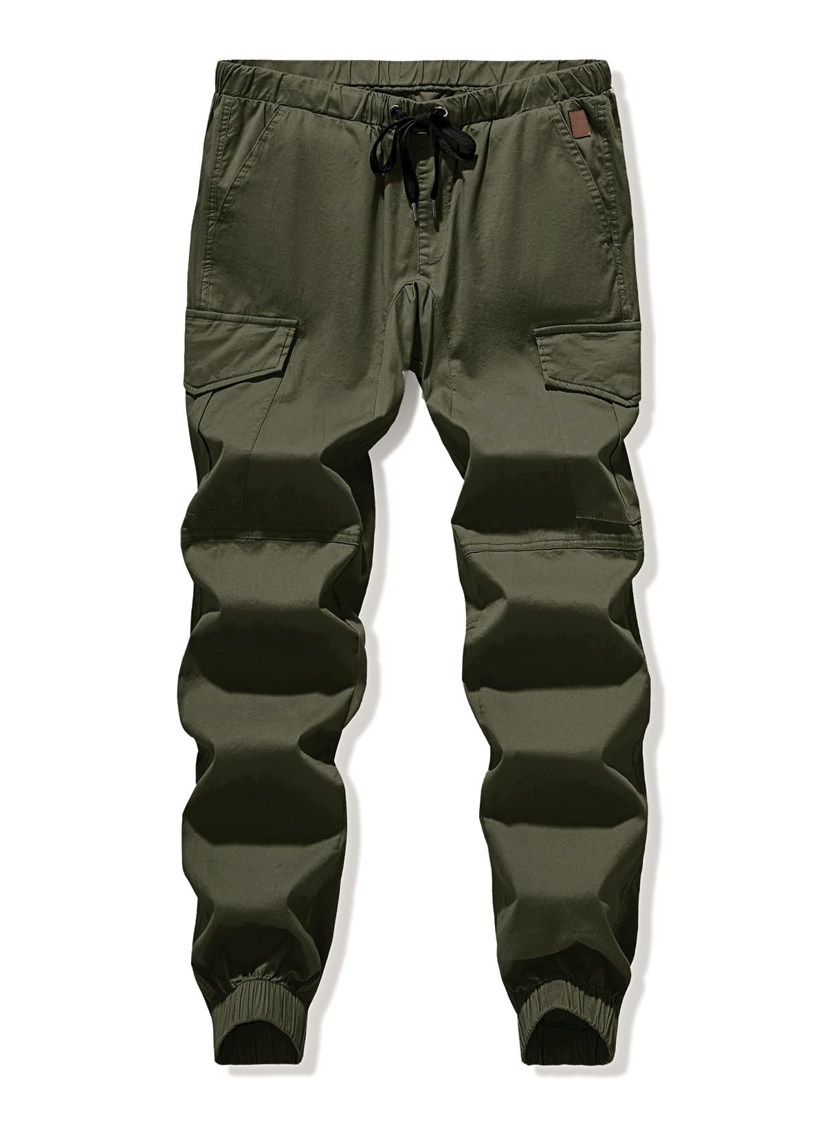 JMIERR Mens Fashion Cargo Pants - Casual Cotton Tapered Stretch Twill Drawstring Athletic Joggers Sweatpants with 6 Pockets