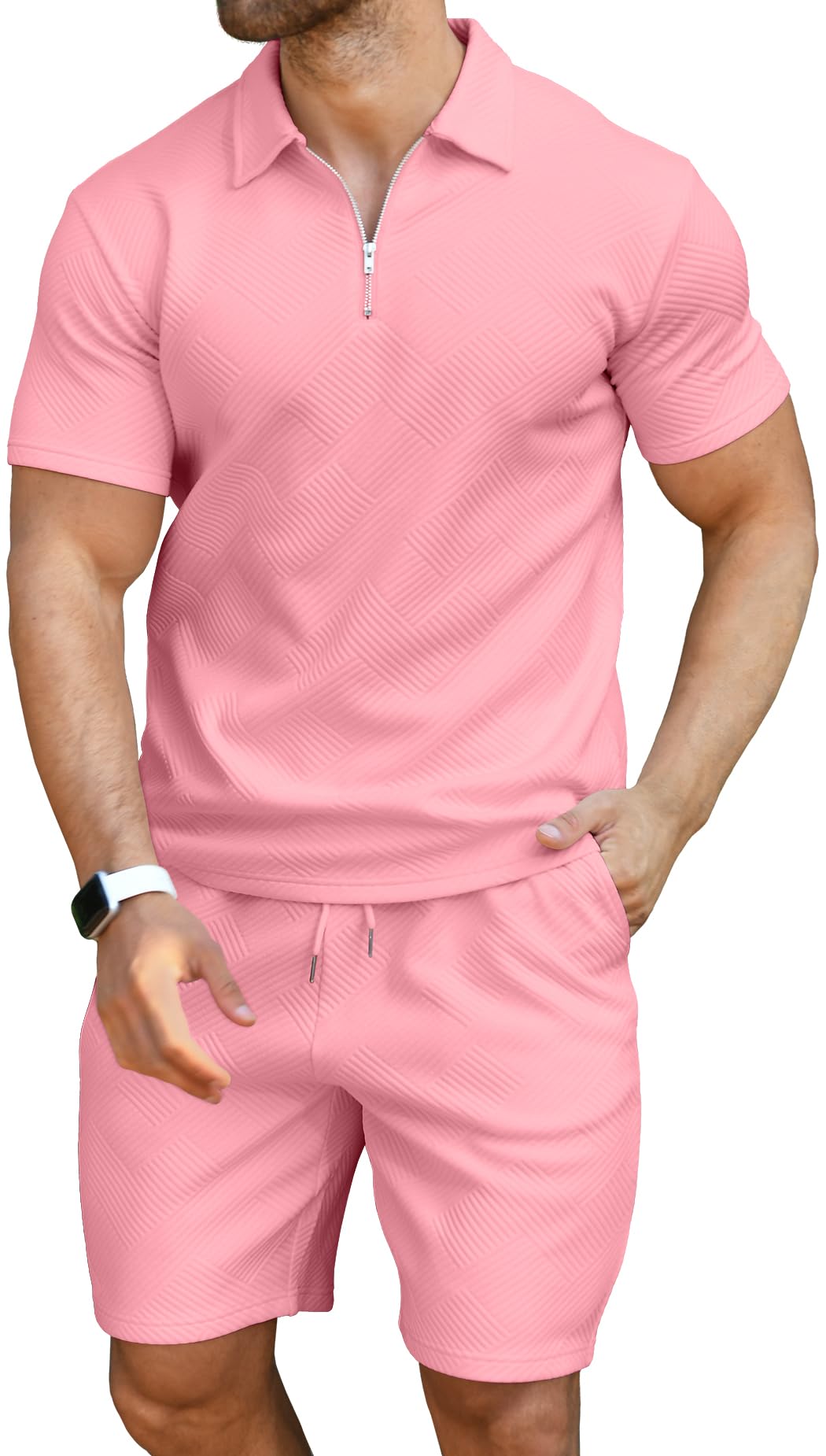 KUYIGO Men's Polo Shirt and Shorts Set Summer Outfits Fashion Casual Short Sleeve Polo Suit for Men 2 Piece Shorts Tracksuit