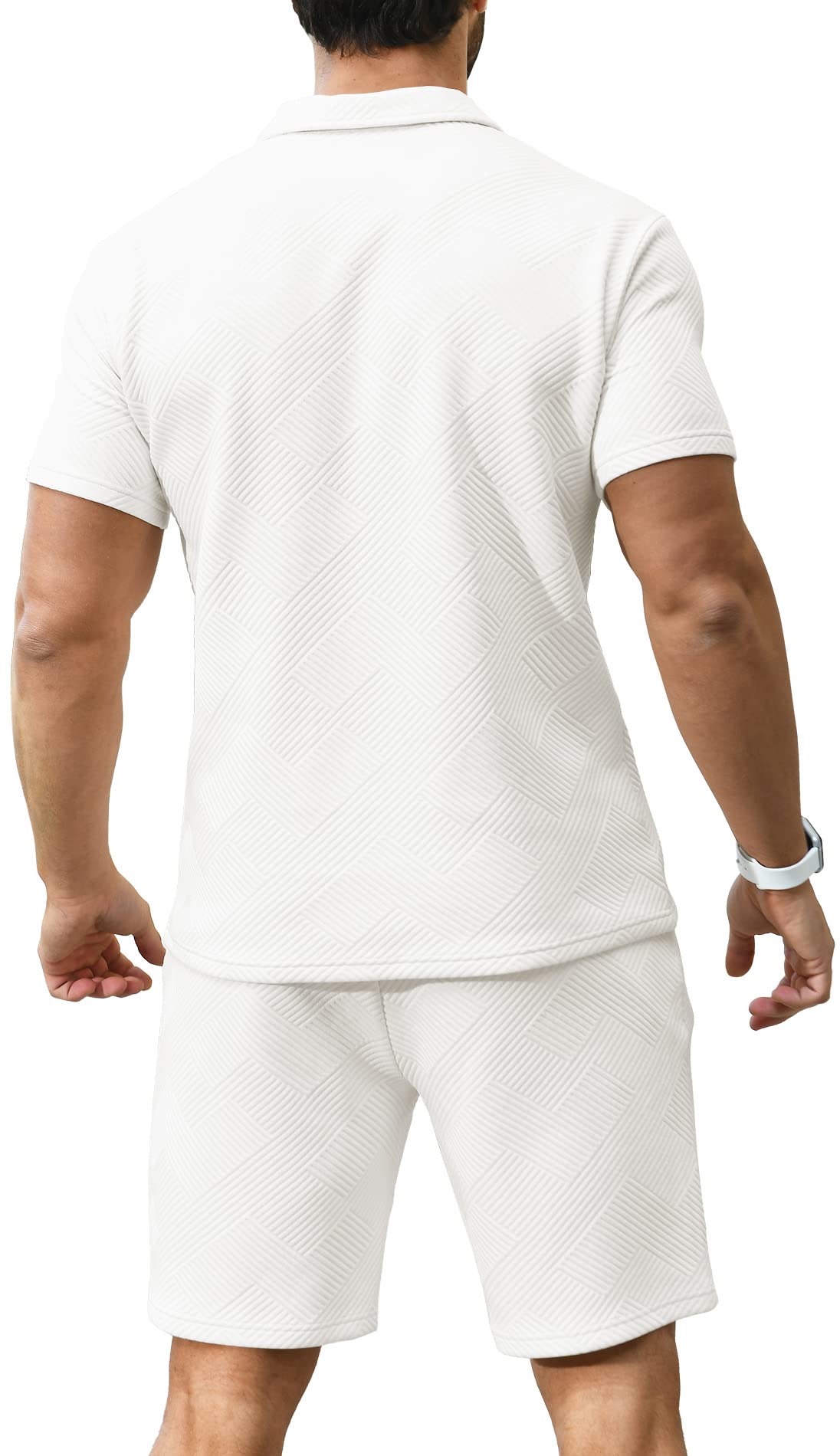 KUYIGO Men's Polo Shirt and Shorts Set Summer Outfits Fashion Casual Short Sleeve Polo Suit for Men 2 Piece Shorts Tracksuit