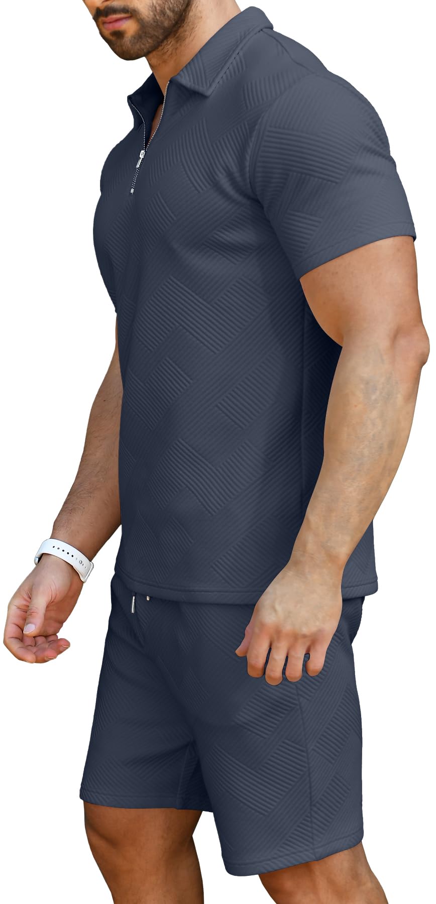 KUYIGO Men's Polo Shirt and Shorts Set Summer Outfits Fashion Casual Short Sleeve Polo Suit for Men 2 Piece Shorts Tracksuit