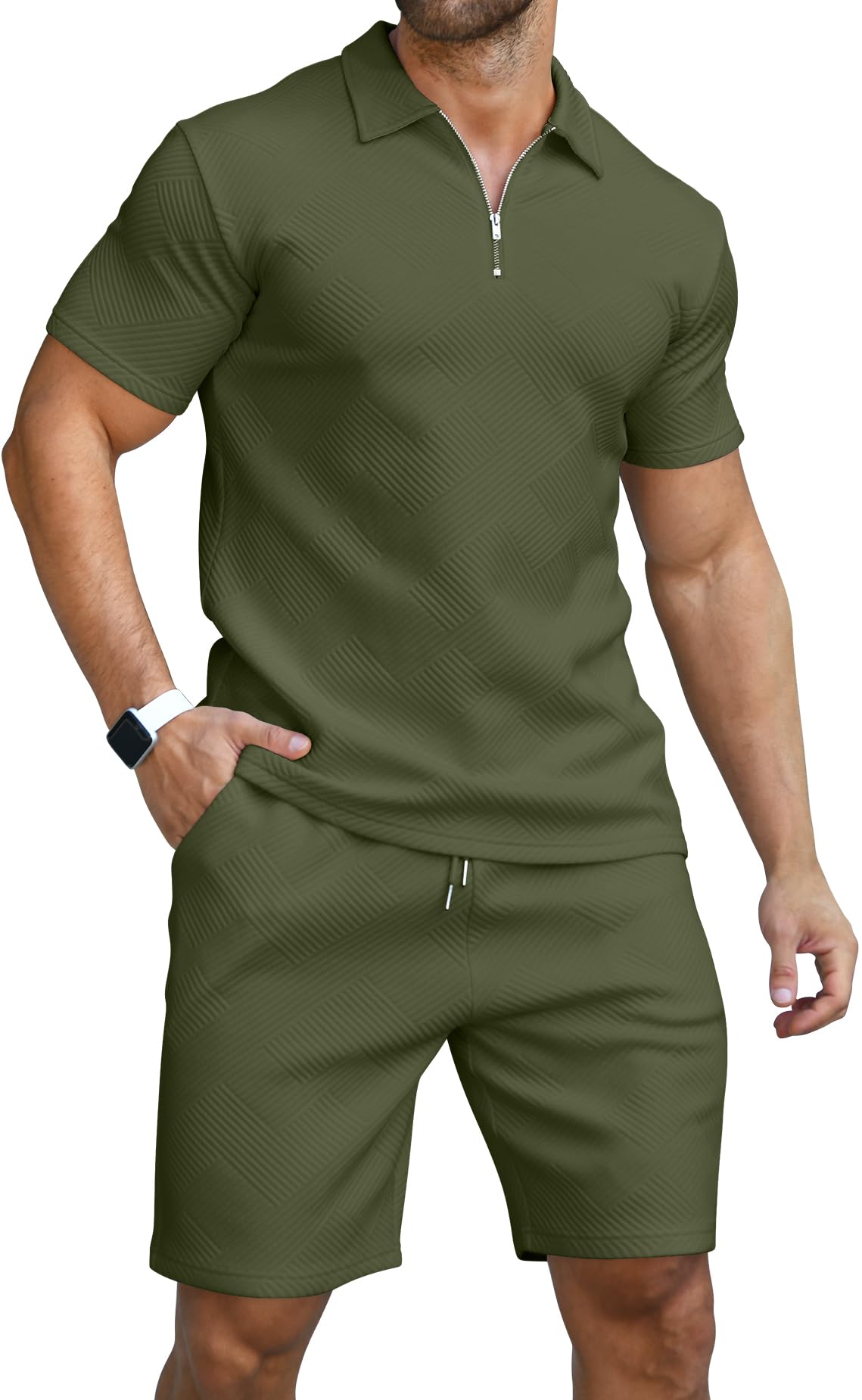 KUYIGO Men's Polo Shirt and Shorts Set Summer Outfits Fashion Casual Short Sleeve Polo Suit for Men 2 Piece Shorts Tracksuit
