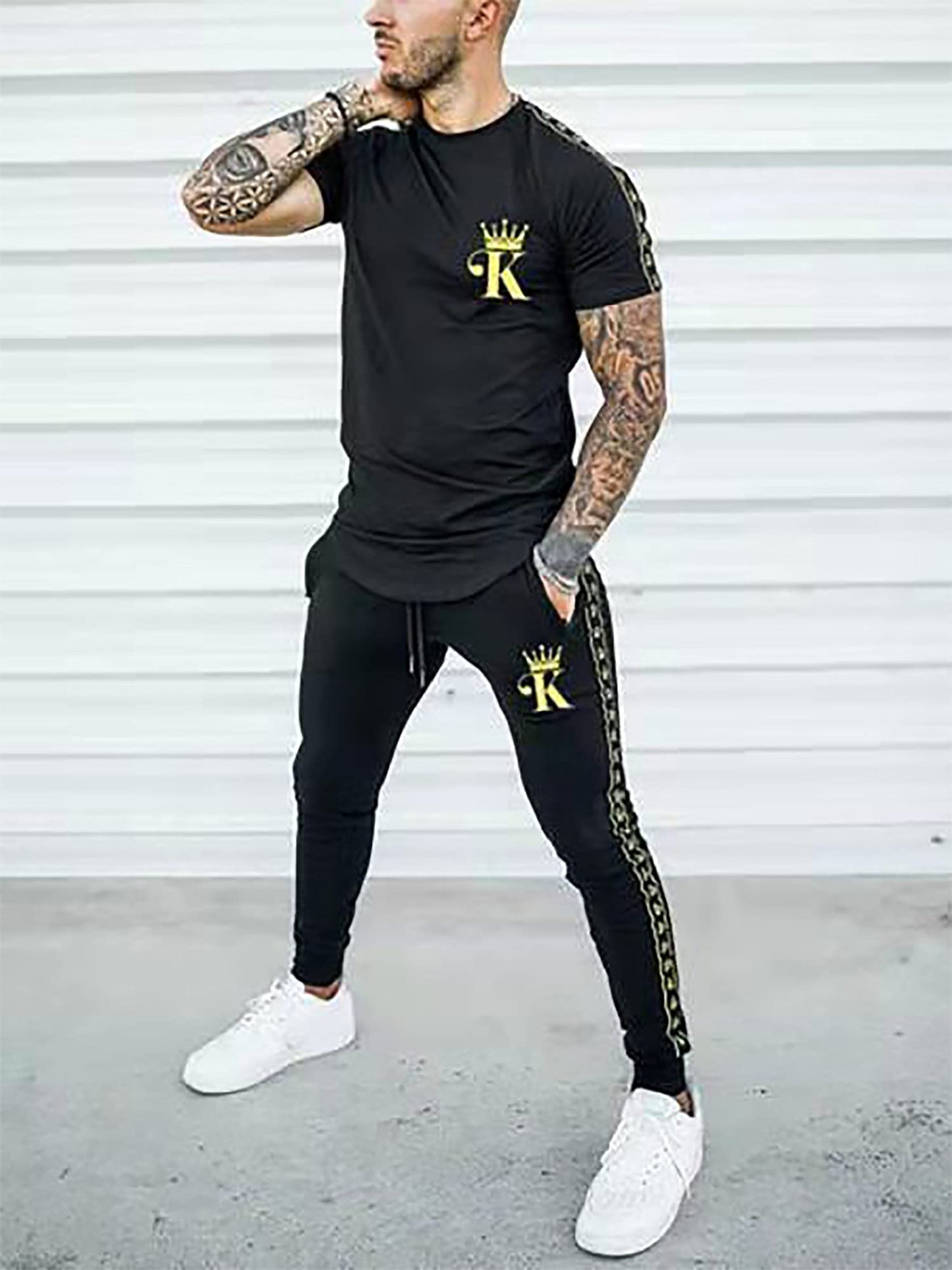 Men's Tracksuits 2 Piece Outfit Casual Short Sleeve Sweat