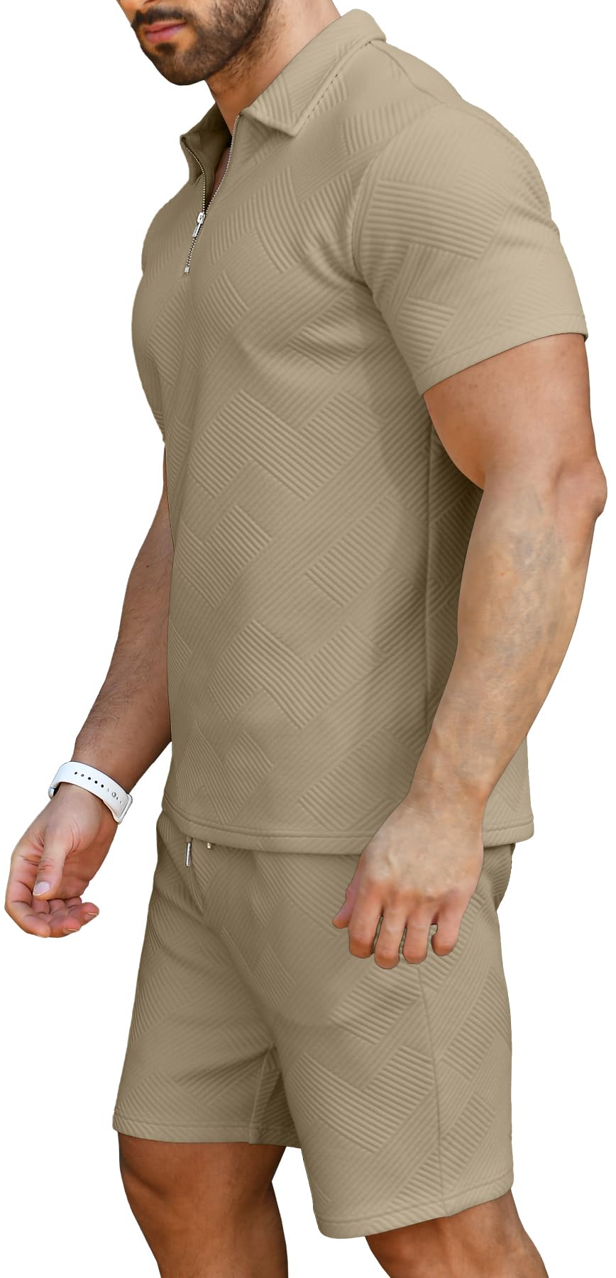 KUYIGO Men's Polo Shirt and Shorts Set Summer Outfits Fashion Casual Short Sleeve Polo Suit for Men 2 Piece Shorts Tracksuit