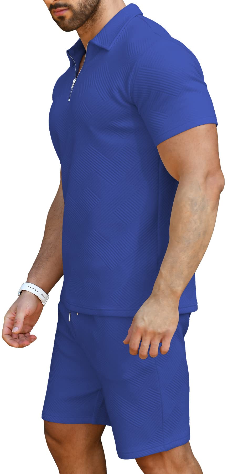 KUYIGO Men's Polo Shirt and Shorts Set Summer Outfits Fashion Casual Short Sleeve Polo Suit for Men 2 Piece Shorts Tracksuit