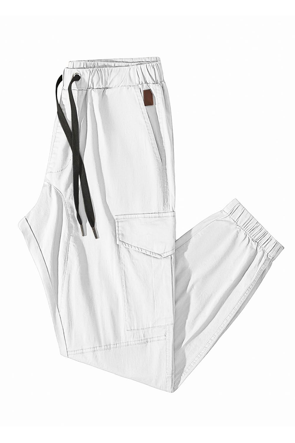 JMIERR Mens Fashion Cargo Pants - Casual Cotton Tapered Stretch Twill Drawstring Athletic Joggers Sweatpants with 6 Pockets