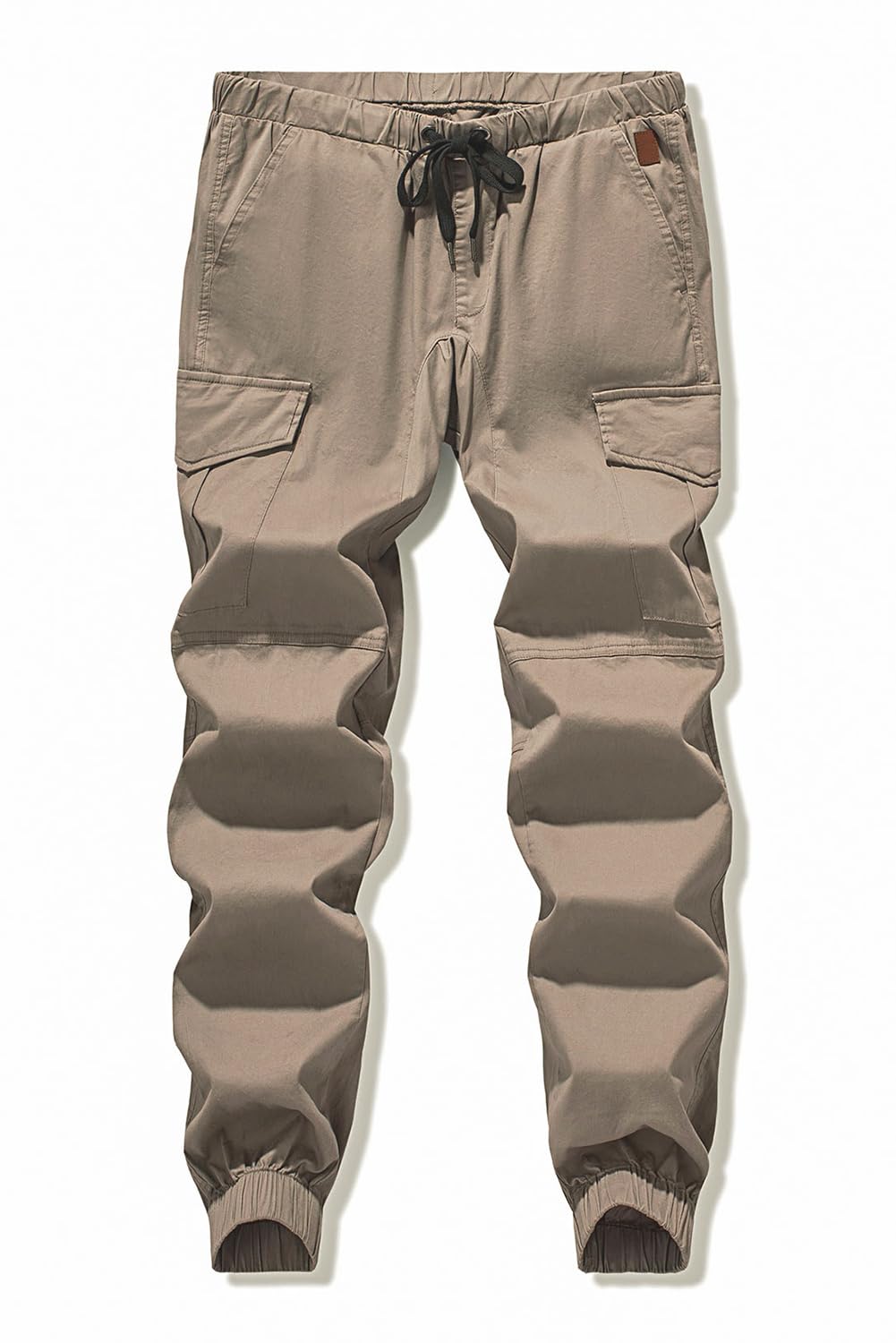 JMIERR Mens Fashion Cargo Pants - Casual Cotton Tapered Stretch Twill Drawstring Athletic Joggers Sweatpants with 6 Pockets