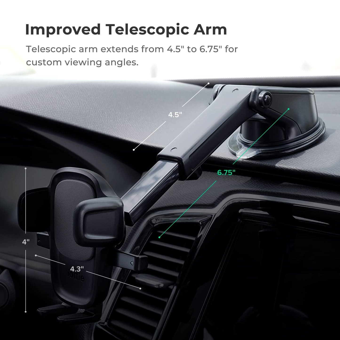 iOttie Easy One Touch 6 Universal Car Mount Dashboard & Windshield Suction Cup Phone Holder for iPhone Samsung, Google, All Smartphones