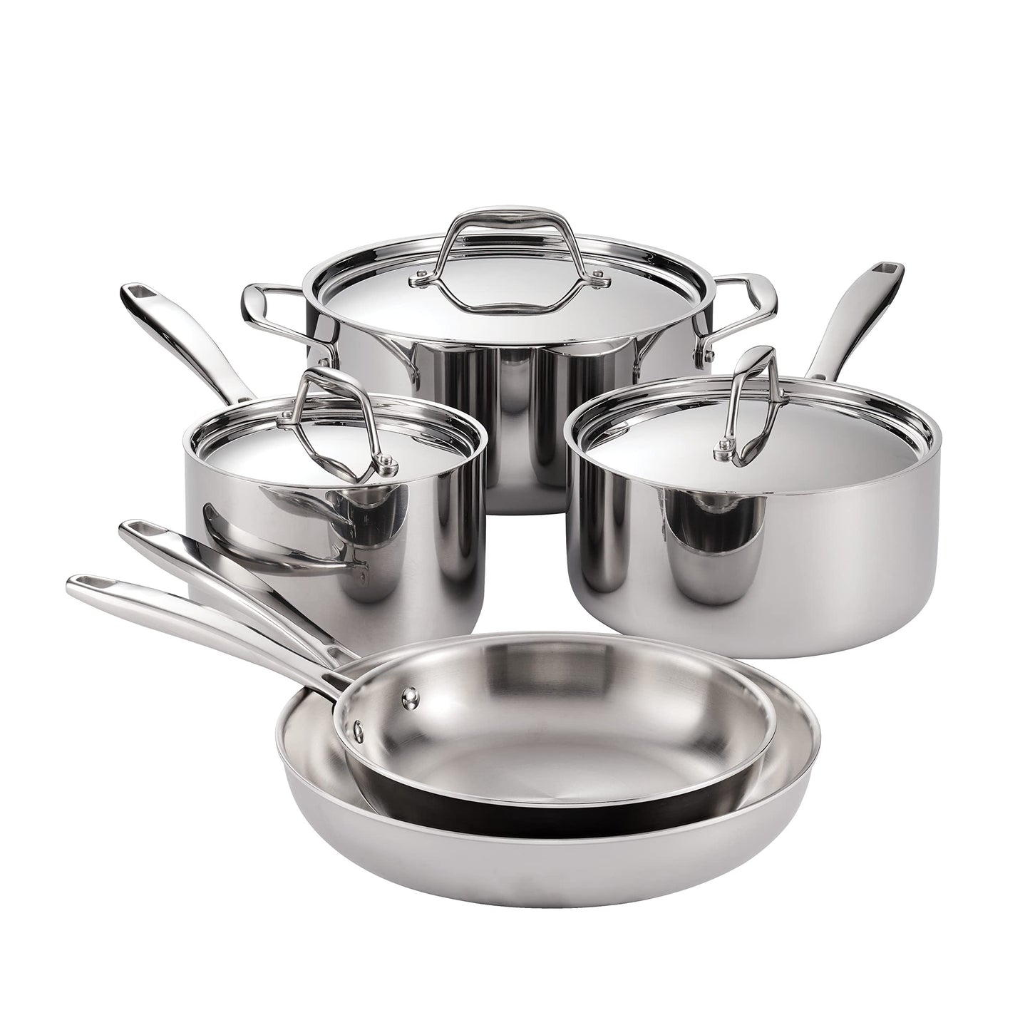 Tramontina Tri-Ply Clad Stainless Steel 11-Piece Cookware Set with Lids, Pots and Pans Kitchen Set, Induction-Ready, Dishwasher-Safe, NSF-Certified