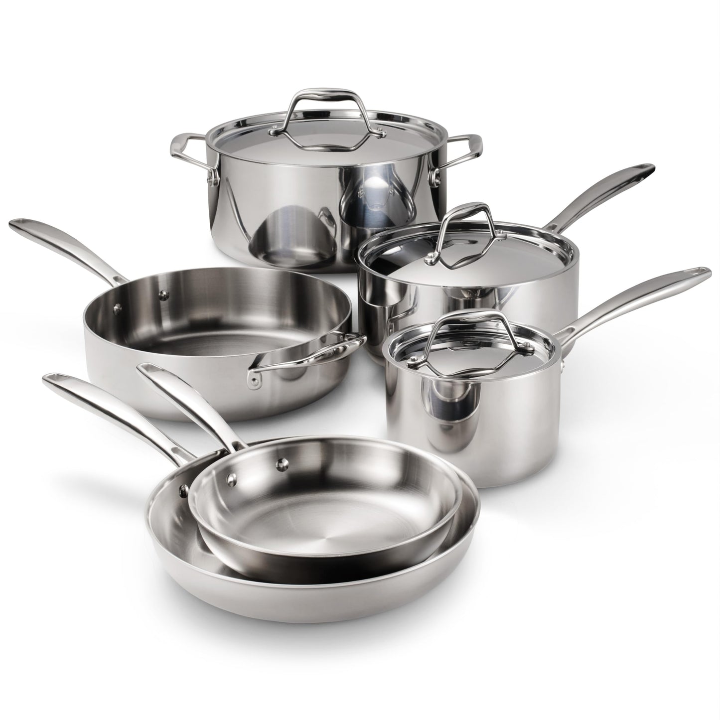 Tramontina Tri-Ply Clad Stainless Steel 11-Piece Cookware Set with Lids, Pots and Pans Kitchen Set, Induction-Ready, Dishwasher-Safe, NSF-Certified