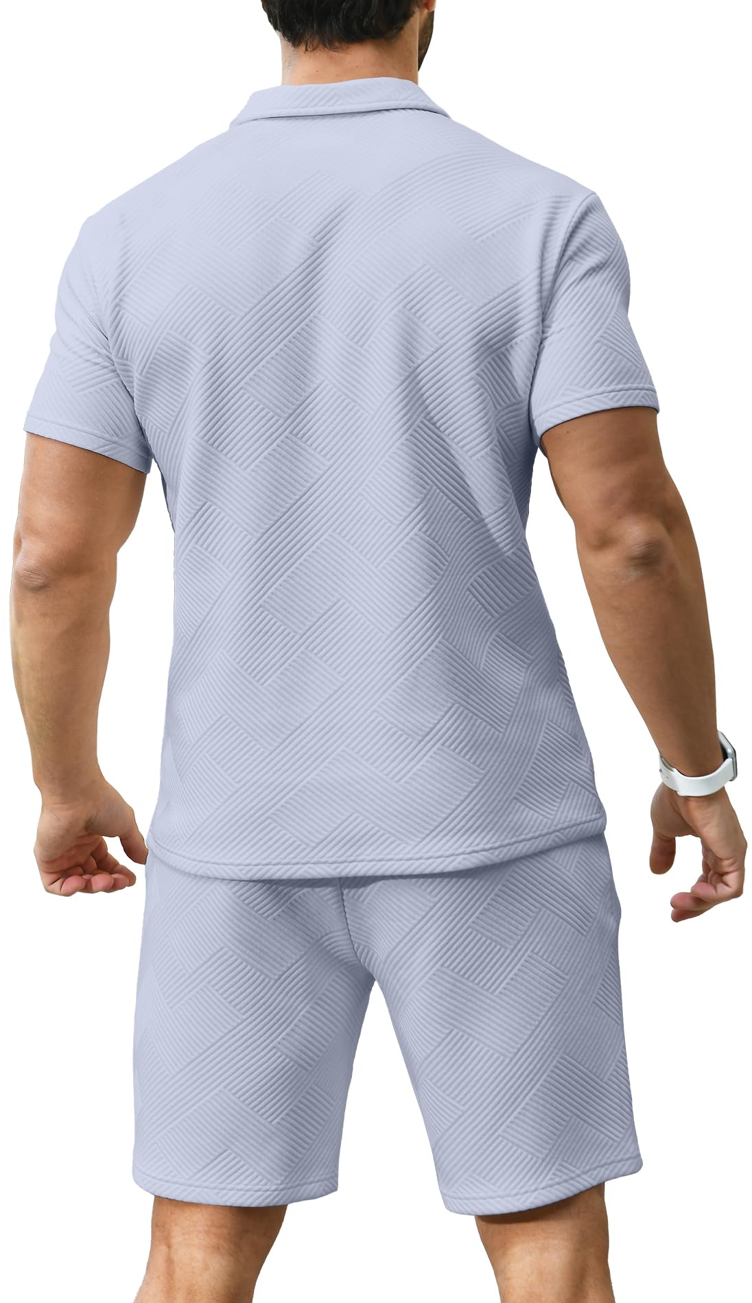 KUYIGO Men's Polo Shirt and Shorts Set Summer Outfits Fashion Casual Short Sleeve Polo Suit for Men 2 Piece Shorts Tracksuit