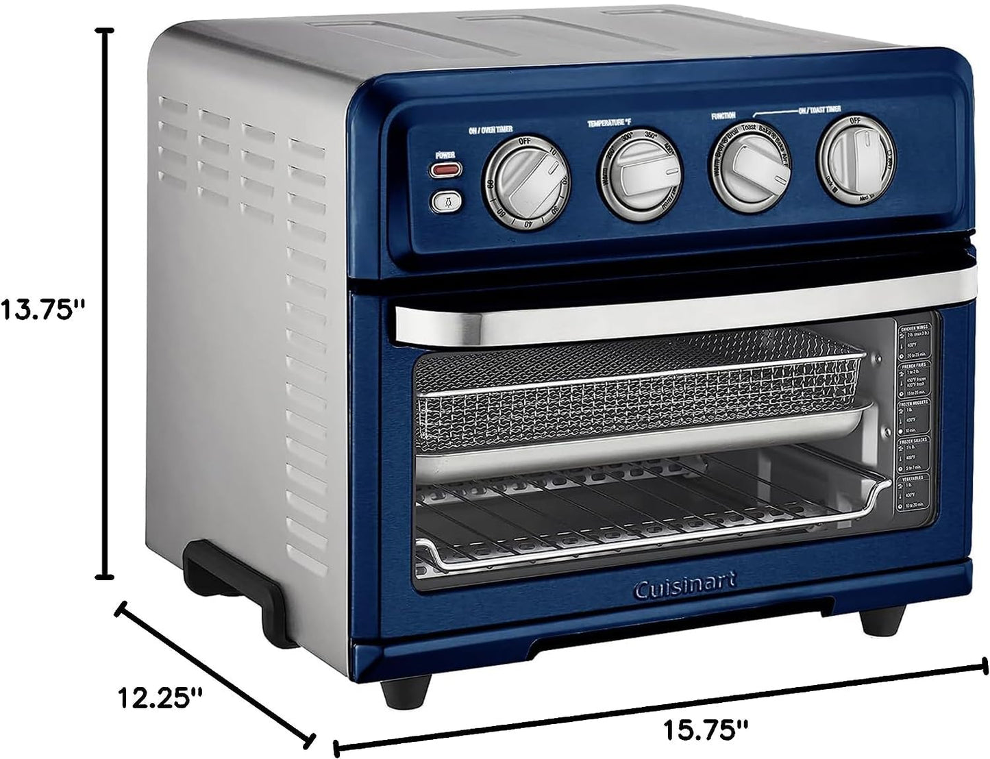 Cuisinart Air Fryer + Convection Toaster Oven, 8-1 Oven with Bake, Grill, Broil & Warm Options, Stainless Steel, TOA-70